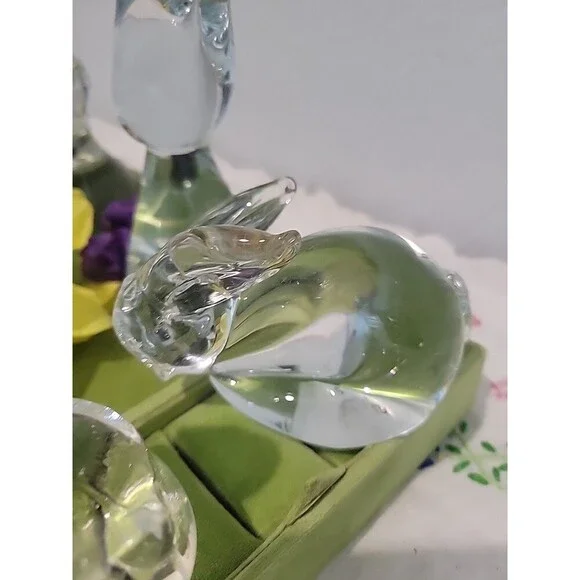 Vintage Clear Glass Animal Figures Paperweight Lot Of 6 MCM Mid Century Retro